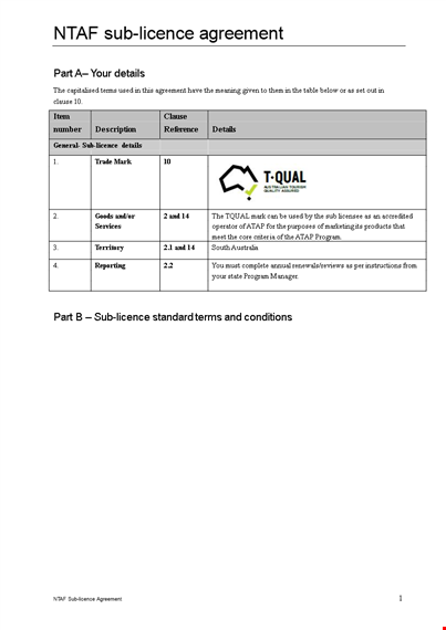 license agreement template for program: commonwealth trade marks template