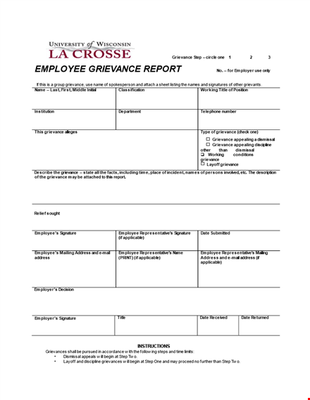 employee grievance template