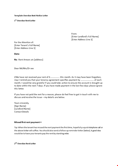template overdue rent notice letter template