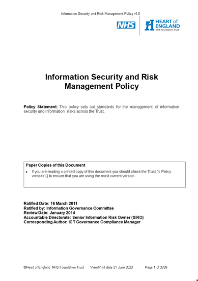 information security policy - guidelines for ensuring security and protection of data template