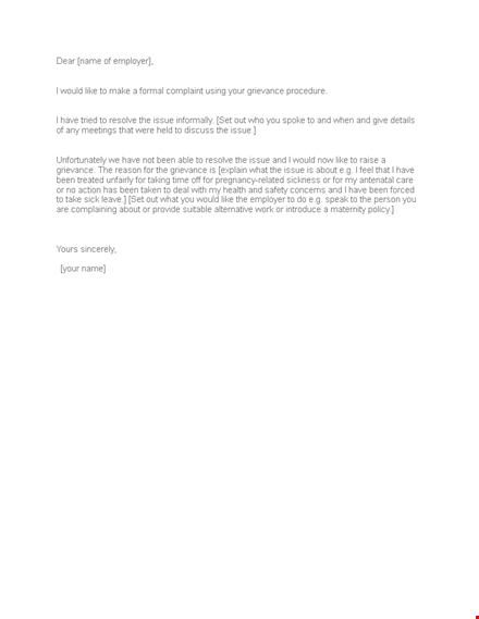 how to write a grievance letter to resolve issues with your employer template