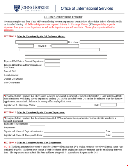 internal department transfer letter format template