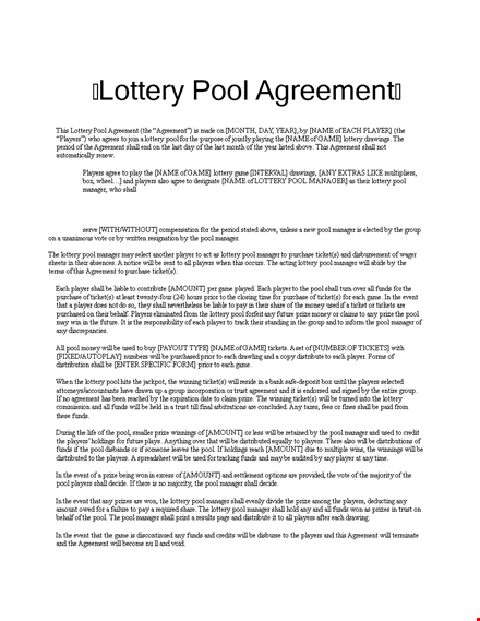 free lottery pool agreement template - create an efficient lottery agreement template