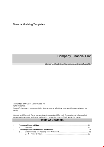company plan: unlocking financial value for your company template