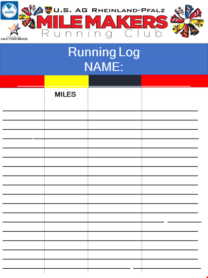 track your running miles with our customizable running log template