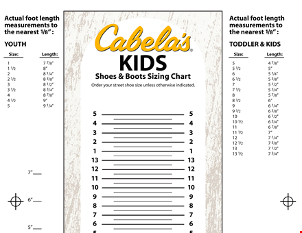 printable shoe size chart for kids template