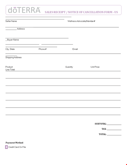personal sales receipt template template