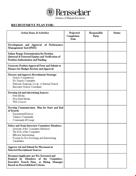 recruitment plan example - guide for effective recruitment strategies template