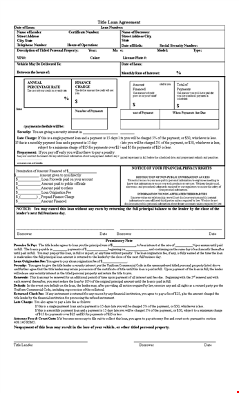 loan agreement template - secure payment and lender protection with customizable amount template