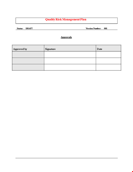 quality risk management plan template
