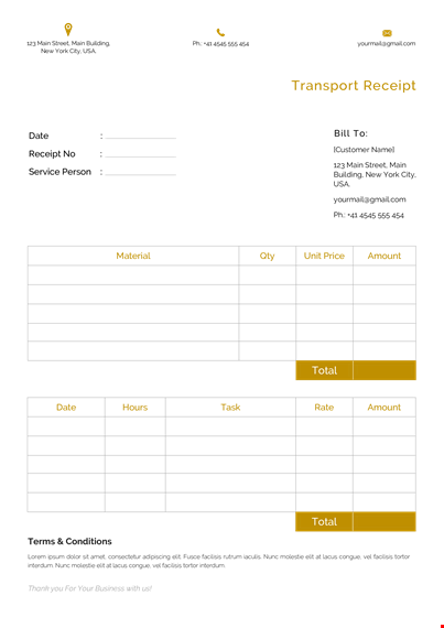 transport receipt a template