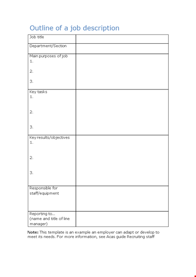 job description template - create an outline template