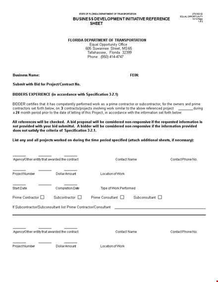 effective reference page template for contractors & subcontractors - prime use template