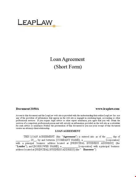loan agreement template - create a formal agreement template