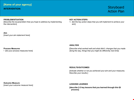 story board action plan example template