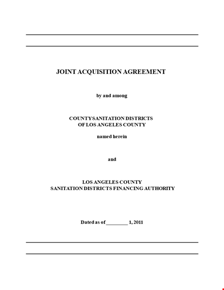 joint acquisition agreement: shall district obligations template