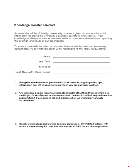 efficient transition plan template for streamlined project knowledge transfer - get it now! template