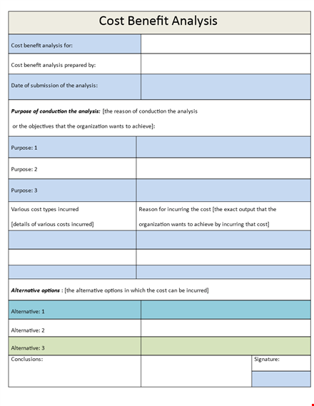 maximize efficiency: cost benefit analysis template for analysis of alternatives and benefits template