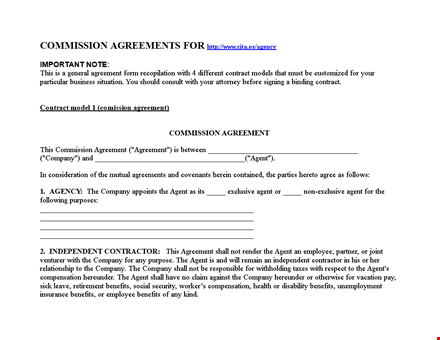 commission agreement template: create effective sales agreements with company representatives template