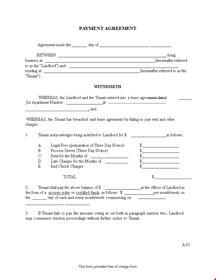 payment agreement template for landlords and tenants | secure lease and payment agreement template