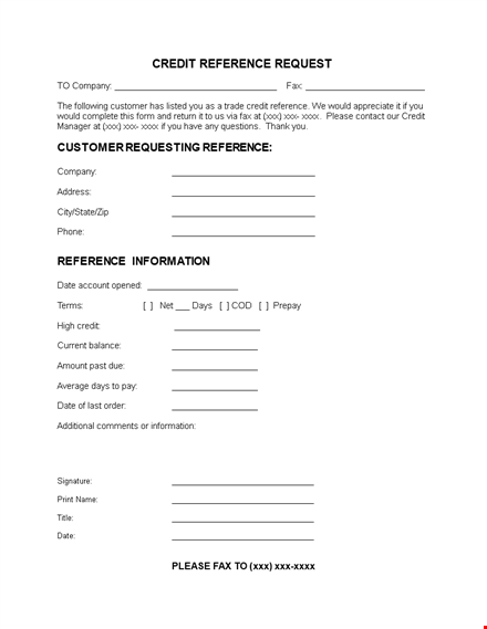 customer credit reference letter template