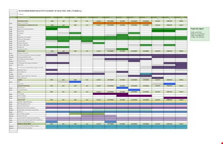 marketing project activity calendar template template
