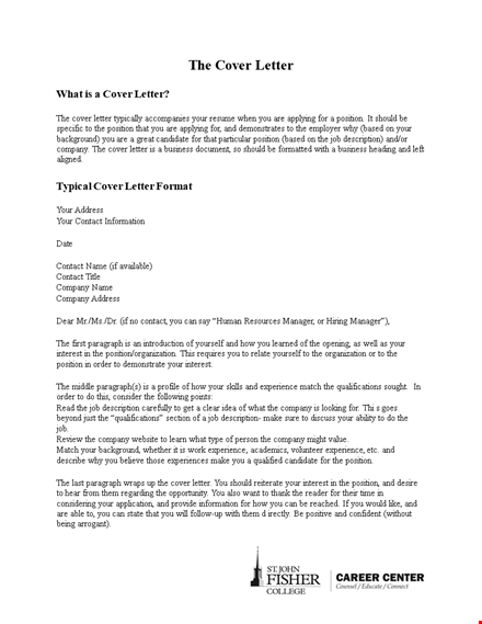general cover letter template template