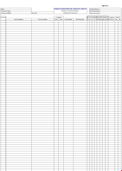 chemical list template