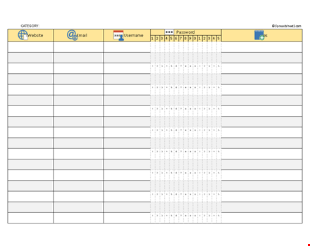 password list template - manage your passwords easily | email, spreadsheet, category, website template