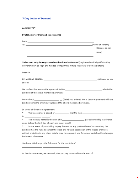formal rent demand letter template