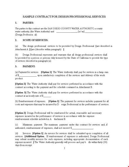 professional service agreement template - authority design | shall for water template