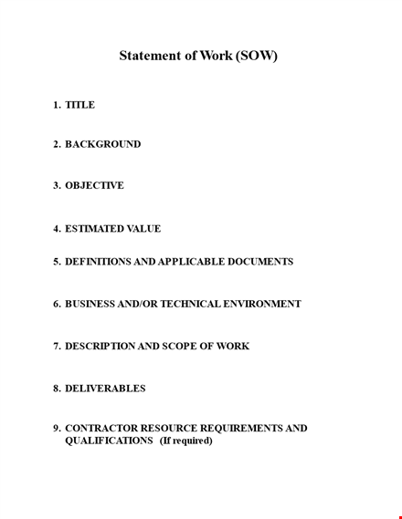 scope of work template for contractor requirements template