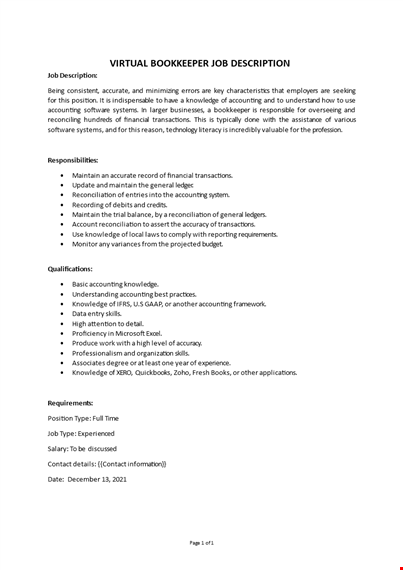 virtual bookkeeper job description template