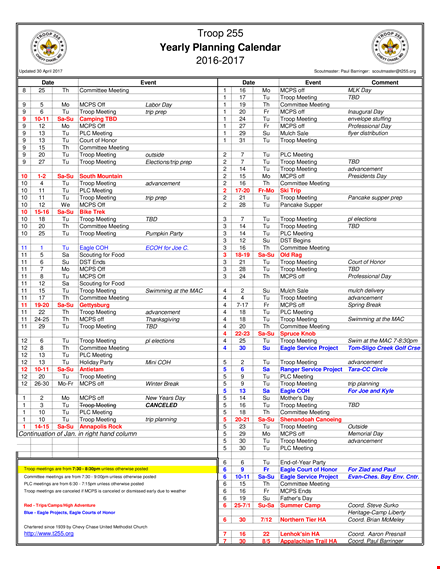 yearly planning template template