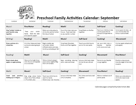 fun preschool activities - music, cooking, reading & more template