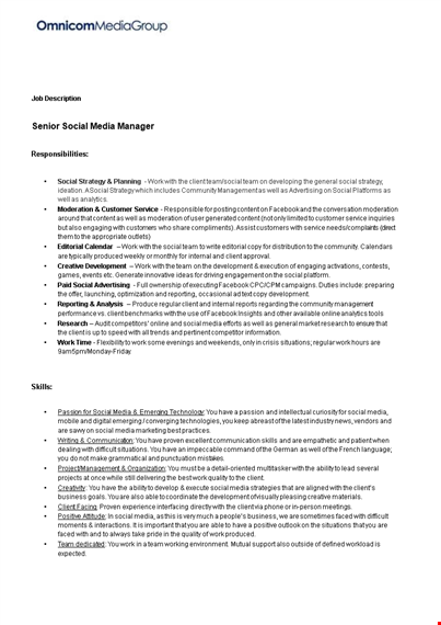 join our team as a social media manager - client-focused role | media industry template