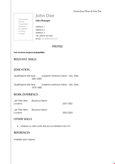 professional curriculum vitae template - create yours today template