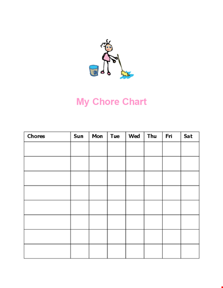 free printable girl chore chart template