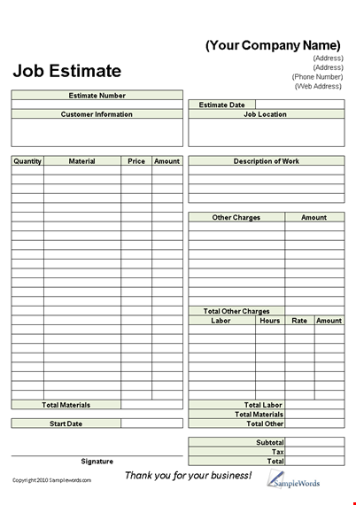 create accurate estimates with our template - easy-to-use and customizable template