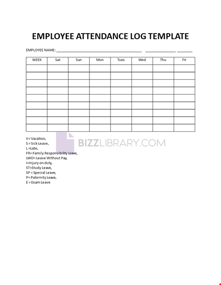 employee attendance log template template
