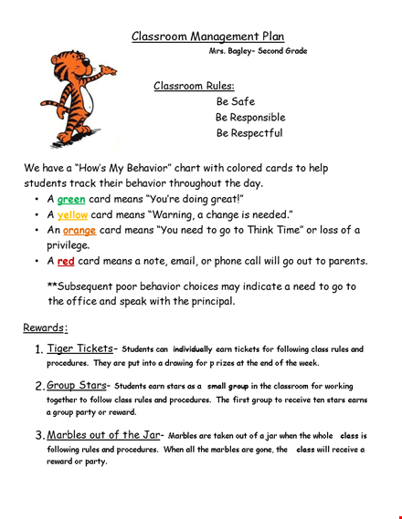 effective classroom management plan for student behavior and rules template