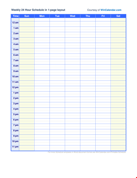 weekly hour schedule template template