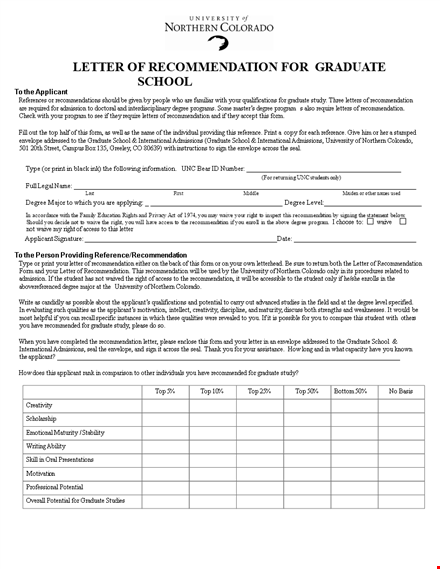 letter of recommendation for graduate school template