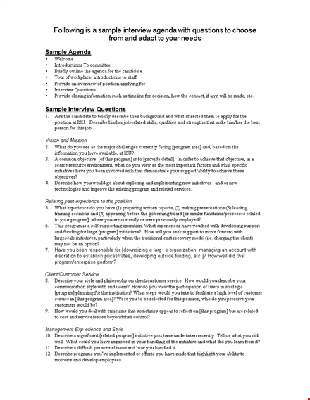 job interview agenda template template