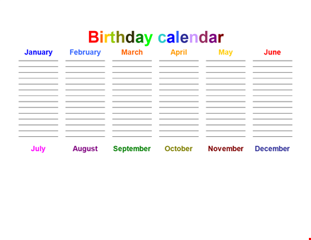 birthday calendar template for your office: organize and celebrate with ease template