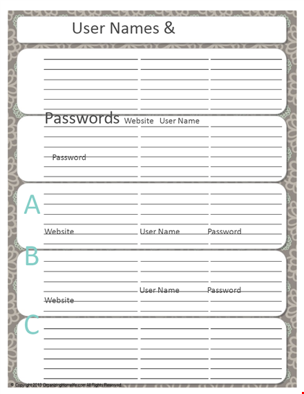 password list template - create, manage, and secure your website passwords template