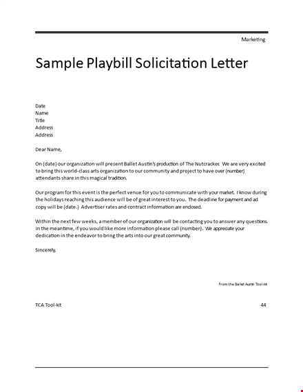playbill solicitation letter template template