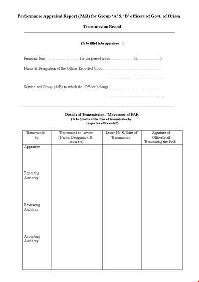 performance appraisal report - authority's periodic designation report template