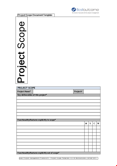 project scope example | define business value and functionality template