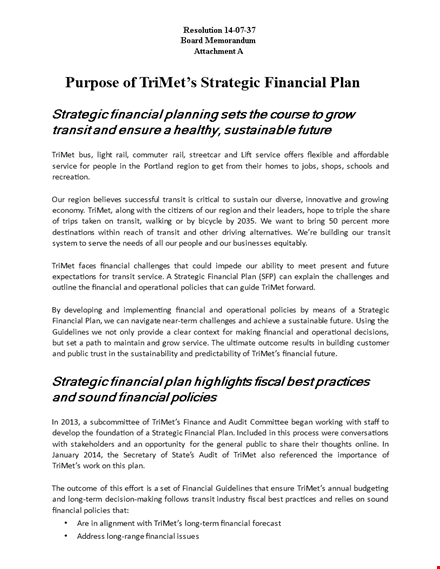 financial strategic plan template template